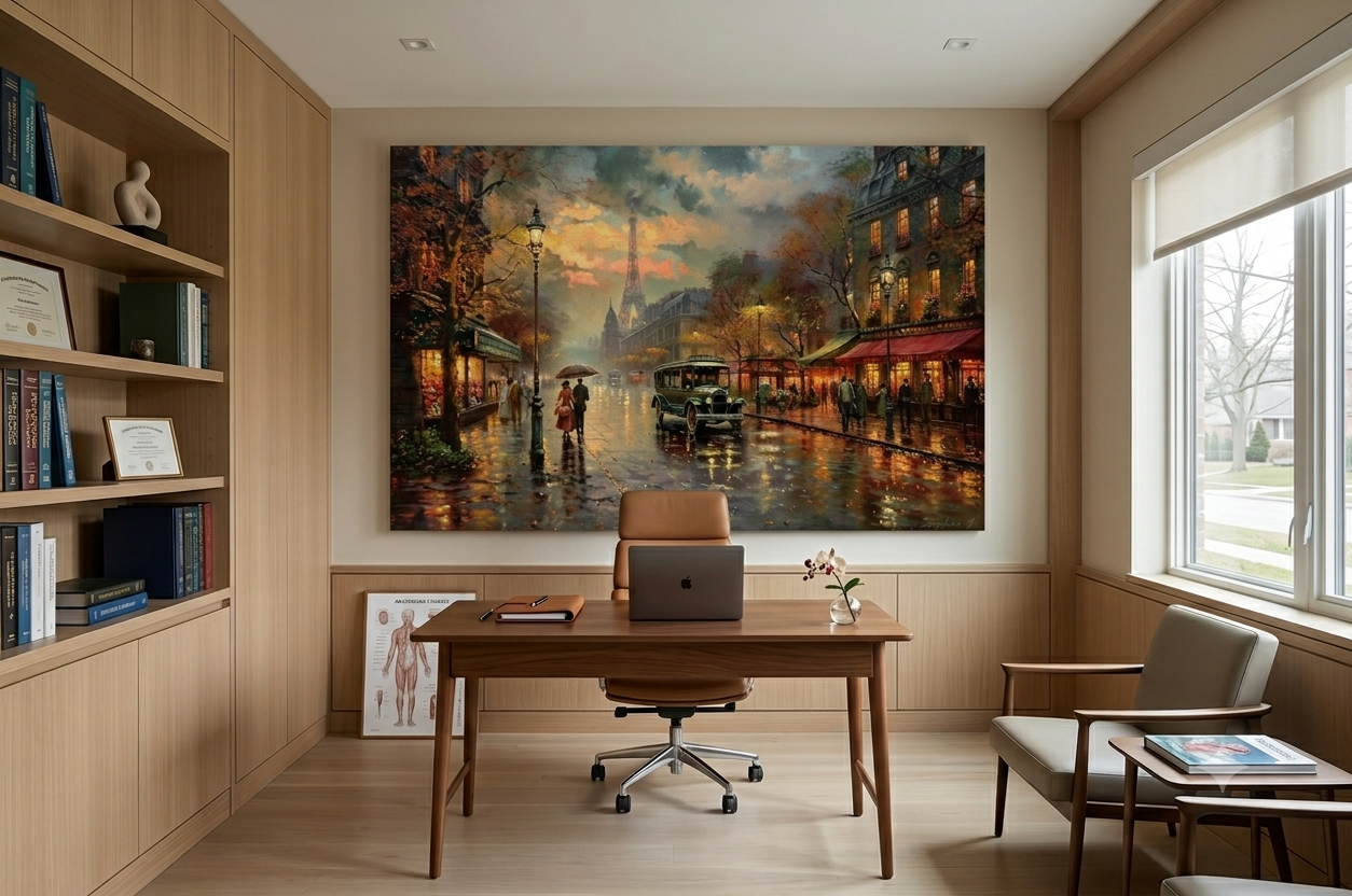Paris'in Altın Akşamı - Romantik Çift Canvas Tablo